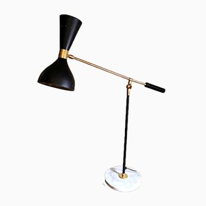 Model Diabolo Brass Table Lamp with Carrara Marble Base in the Style of Stilnovo-QRS-949663