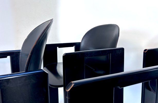 Model Dialogo Leather Dining Chair by Afra and Tobia Scarpa for B&b Italia, Italy 1974, Set of 6-JP-2031531