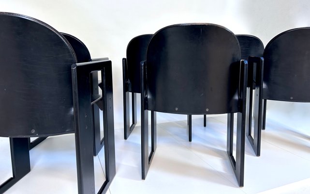 Model Dialogo Leather Dining Chair by Afra and Tobia Scarpa for B&b Italia, Italy 1974, Set of 6-JP-2031531