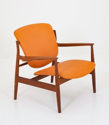 Model FD 136 Lounge Chair in Cognac Leather and Teak by Finn Juhl, 1970s-FM-1722763