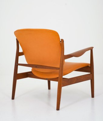 Model FD 136 Lounge Chair in Cognac Leather and Teak by Finn Juhl, 1970s-FM-1722763