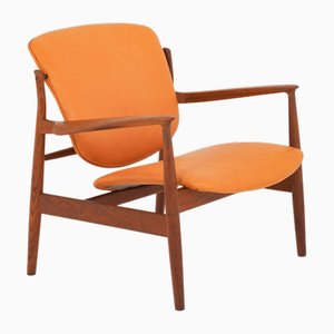 Model FD 136 Lounge Chair in Cognac Leather and Teak by Finn Juhl, 1970s-FM-1722763