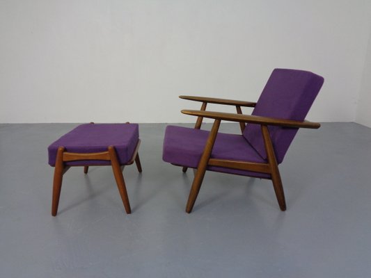 Model GE-240 Armchair and Ottoman by Hans J. Wegner for Getama, 1950s, Set of 2-RDW-1347976