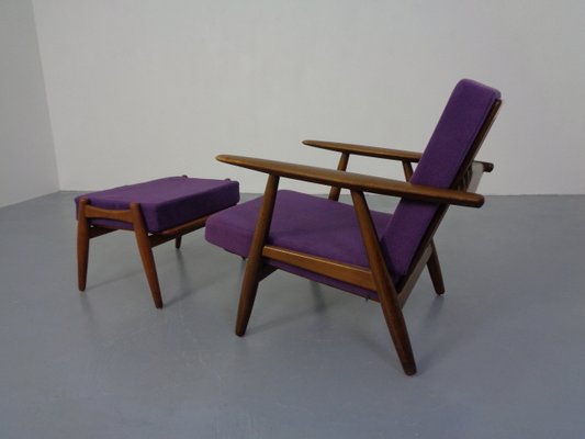 Model GE-240 Armchair and Ottoman by Hans J. Wegner for Getama, 1950s, Set of 2-RDW-1347976