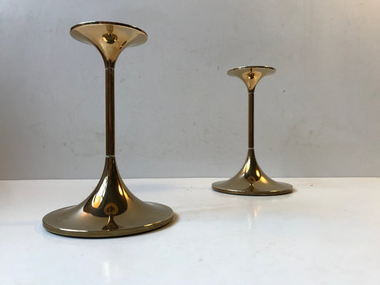 Model Hi-Fi Brass Candlesticks by Max Brüel for Torben Orskov, 1960s, Set of 2