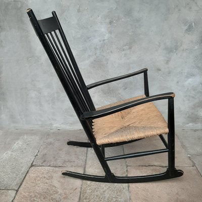 Model J16 Rocking Chair in Painted Beech with Woven Papercord Seat attributed to Hans J. Wegner for FDB, 1961-TDA-1376416