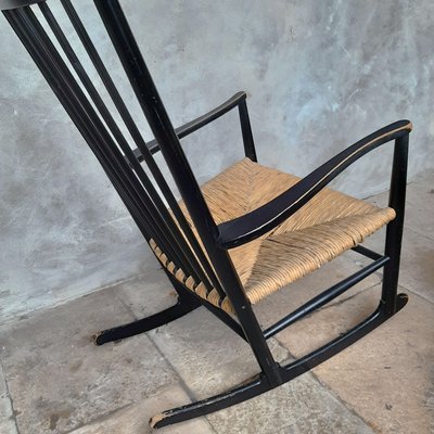 Model J16 Rocking Chair in Painted Beech with Woven Papercord Seat attributed to Hans J. Wegner for FDB, 1961-TDA-1376416