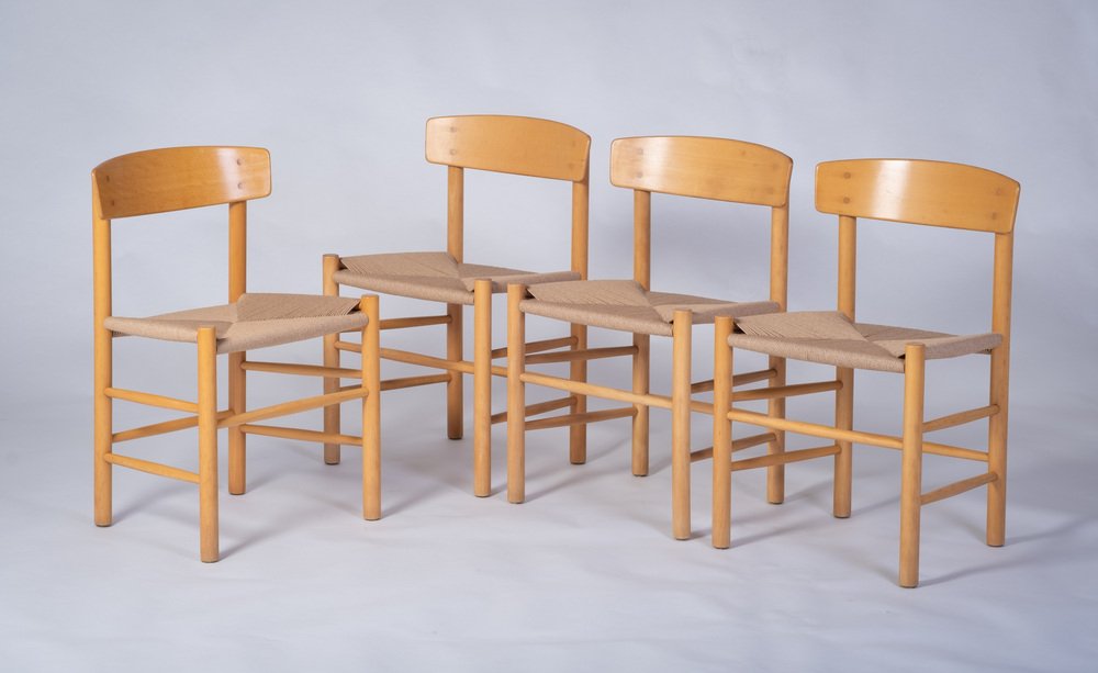 Model J39 Dining Chairs in Beech by Børge Mogensen for FBD, 1940s, Set of 4