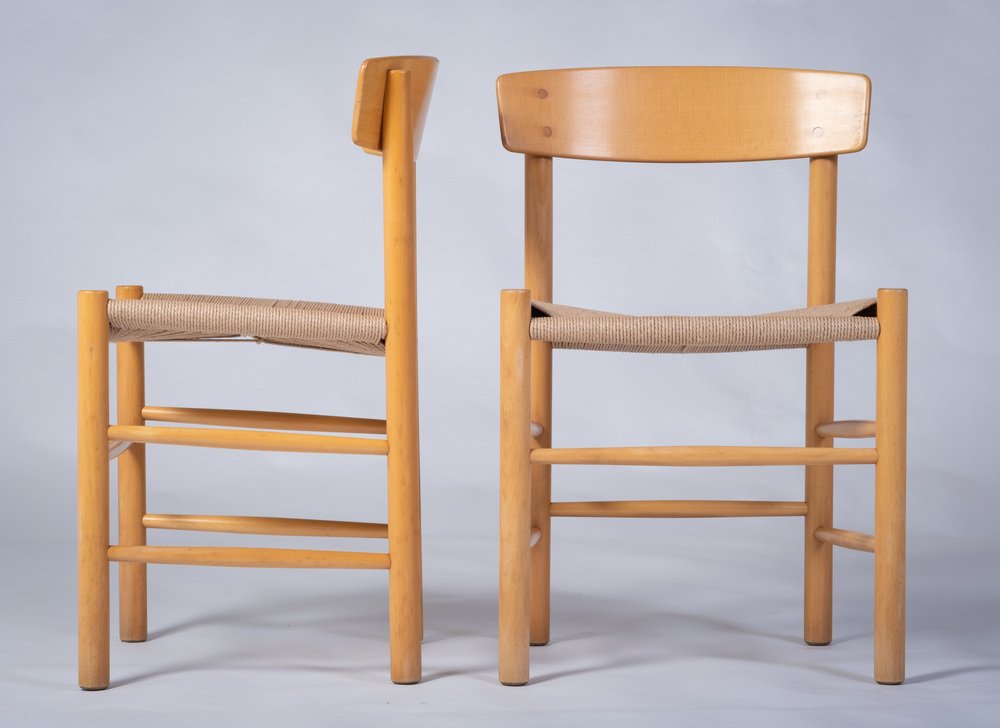 Model J39 Dining Chairs in Beech by Børge Mogensen for FBD, 1940s, Set of 4