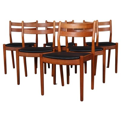 Model J61 Oak and Leather Dining Chairs by Poul Volther for FDB, Set of 6-HJB-1049720