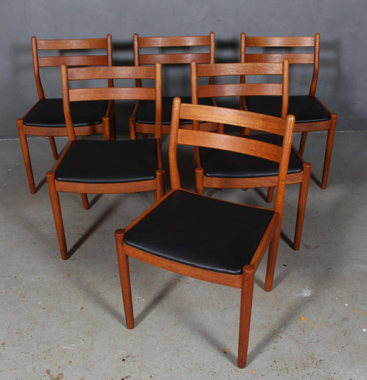 Model J61 Oak and Leather Dining Chairs by Poul Volther for FDB, Set of 6