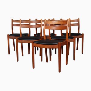 Model J61 Oak and Leather Dining Chairs by Poul Volther for FDB, Set of 6-HJB-1049720