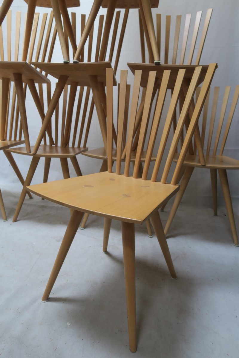 Model Mikado Chairs by Johannes Foersom and Peter Hiort-Lorenzen for Fredericia, 1990s, Set of 10