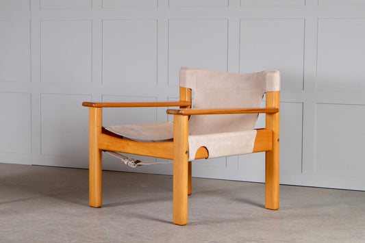 Model Natura Leather and Pine Easy Chair by Karin Mobring, 1970s