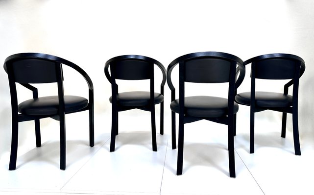 Model Nostro Postmodern Leather Dining Chairs by Anderas Weber for Rosenthal Einrichtung, Germany 1980s, Set of 4-JP-2040161