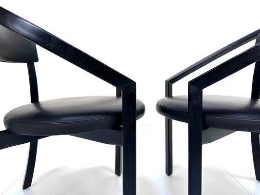 Model Nostro Postmodern Leather Dining Chairs by Anderas Weber for Rosenthal Einrichtung, Germany 1980s, Set of 4-JP-2040161