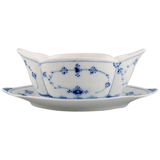 Model Number 1/204 Blue Fluted Plain Sauce Boat from Royal Copenhagen