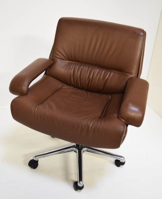 Model P.85 Swivel Chairs in Leather by Giovanni Offredi for Saporiti Italia, Italy, 1980s, Set of 2-WF-1093386