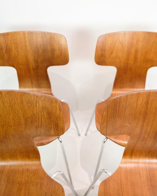 Model T Dining Chairs in Teak by Arne Jacobsen, 1960s, Set of 4-UY-1814867