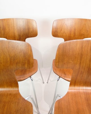 Model T Dining Chairs in Teak by Arne Jacobsen, 1960s, Set of 4-UY-1814867