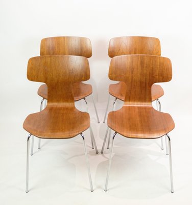 Model T Dining Chairs in Teak by Arne Jacobsen, 1960s, Set of 4-UY-1814867