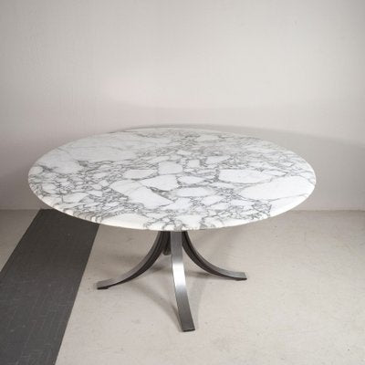 Model T69 Round Table with Arabesque Carrara Marble Top by Osvaldo Borsani & Eugenio Gerli for Tecno, 1960s-JQO-1821105