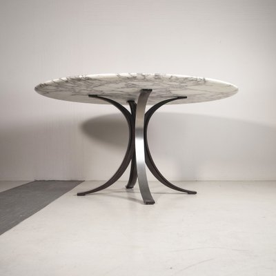 Model T69 Round Table with Arabesque Carrara Marble Top by Osvaldo Borsani & Eugenio Gerli for Tecno, 1960s-JQO-1821105