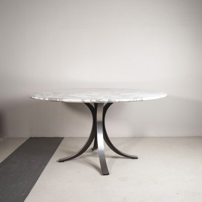 Model T69 Round Table with Arabesque Carrara Marble Top by Osvaldo Borsani & Eugenio Gerli for Tecno, 1960s-JQO-1821105