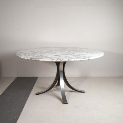 Model T69 Round Table with Arabesque Carrara Marble Top by Osvaldo Borsani & Eugenio Gerli for Tecno, 1960s-JQO-1821105