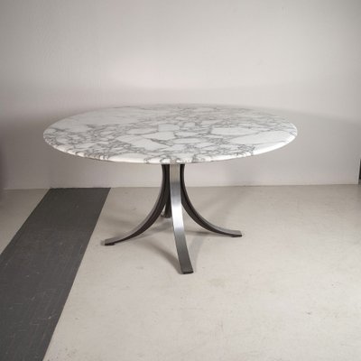 Model T69 Round Table with Arabesque Carrara Marble Top by Osvaldo Borsani & Eugenio Gerli for Tecno, 1960s-JQO-1821105