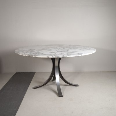 Model T69 Round Table with Arabesque Carrara Marble Top by Osvaldo Borsani & Eugenio Gerli for Tecno, 1960s-JQO-1821105