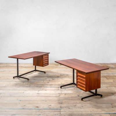 Model T90 Desk with Chest of Drawers and Metal Structure and Wooden Top by Osvaldo Borsani for Tecno, 1960s-FWM-1437556