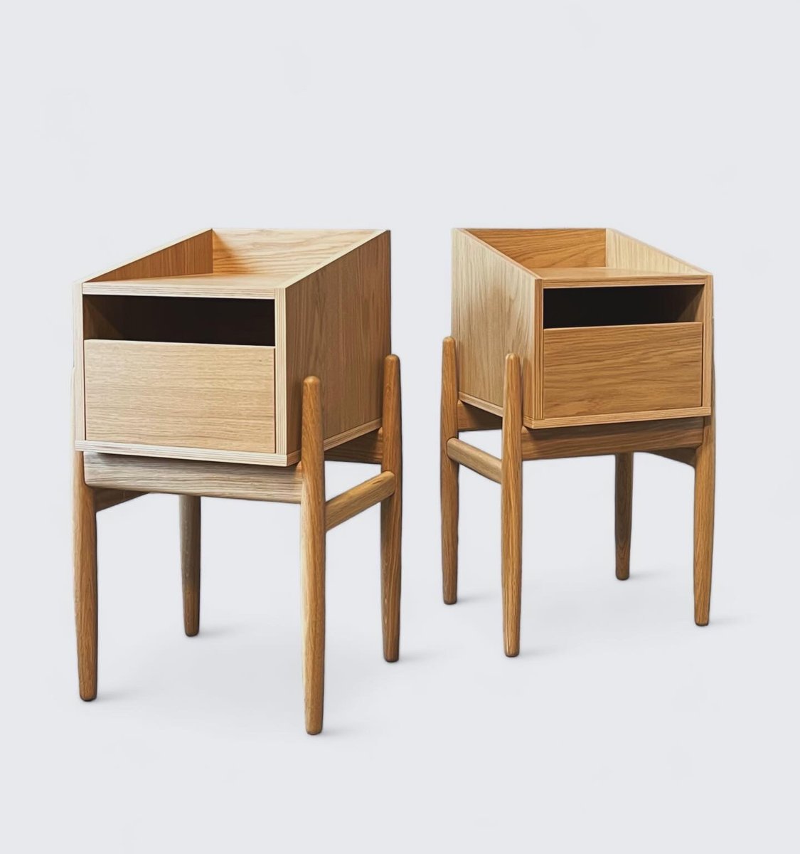 Model Vig A88 Nightstands in Oak by Halskov & Dalsgaard for FDB, Set of 2