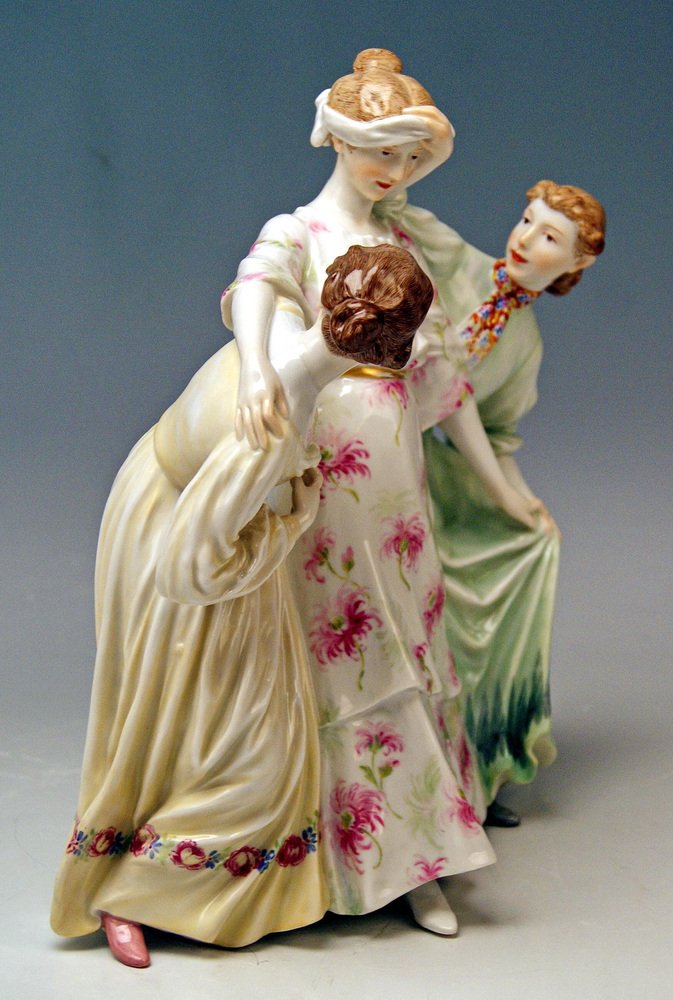 Model W 115 3 Girls Playing Hide and Seek by Theodore Eichler for Meissen, 1890s