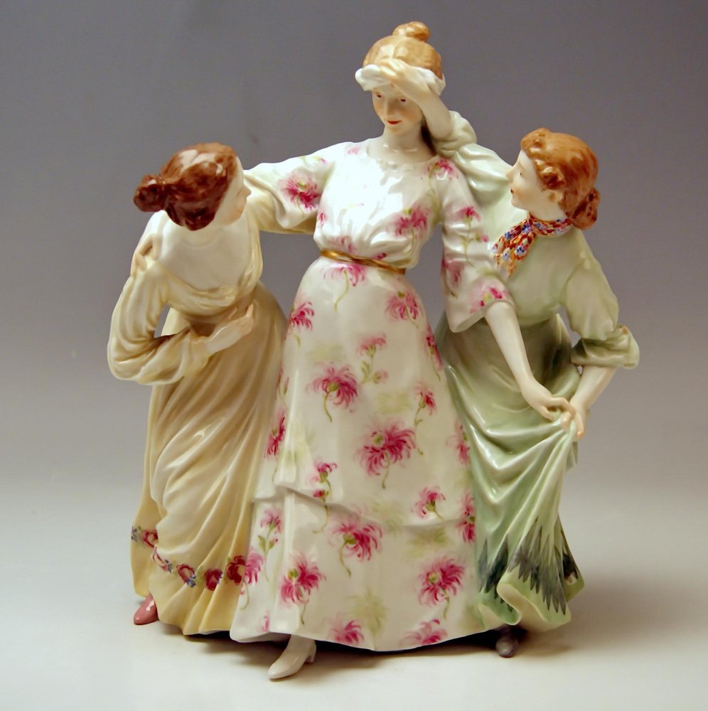 Model W 115 3 Girls Playing Hide and Seek by Theodore Eichler for Meissen, 1890s