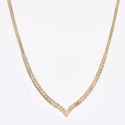 Modern 14 Karat Yellow Rose Grey Gold Necklace-OLU-1798519