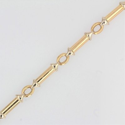 Modern 18 Karat 2-Color Gold Links Gourmette Bracelet-OLU-914682