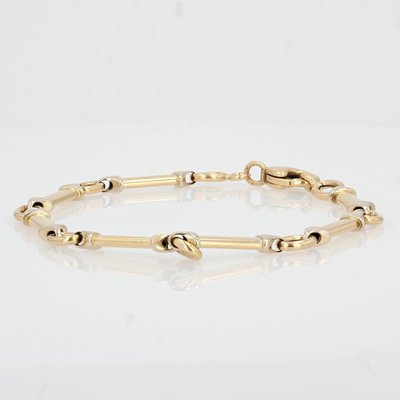 Modern 18 Karat 2-Color Gold Links Gourmette Bracelet-OLU-914682