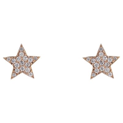 Modern 18 Karat Rose Gold and Diamond Star Stud Earrings, Set of 2-OLU-1731243