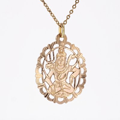 Modern 18 Karat Rose Gold Shiva Oval Pendant-OLU-2027407