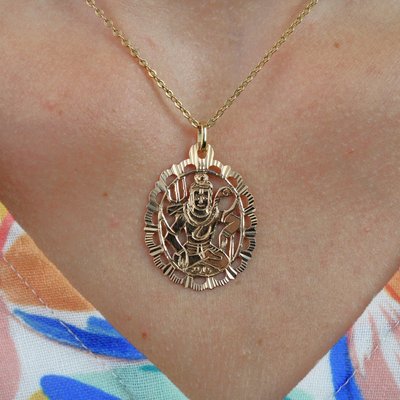 Modern 18 Karat Rose Gold Shiva Oval Pendant-OLU-2027407