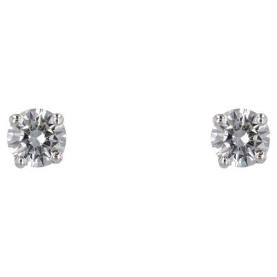 Modern 18 Karat White Gold Diamond Stud Earrings, Set of 2-OLU-2042367