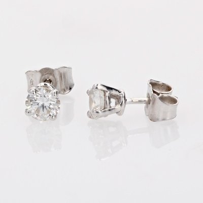 Modern 18 Karat White Gold Diamond Stud Earrings, Set of 2-OLU-2042367