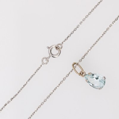 Modern 18 Karat White Gold Pendant Necklace with Aquamarine-OLU-1757422