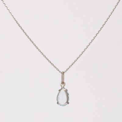 Modern 18 Karat White Gold Pendant Necklace with Aquamarine-OLU-1757422