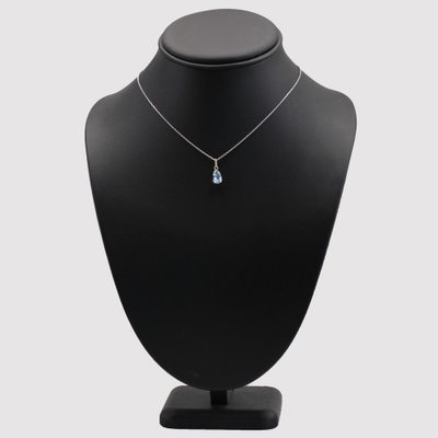 Modern 18 Karat White Gold Pendant Necklace with Aquamarine-OLU-1757422