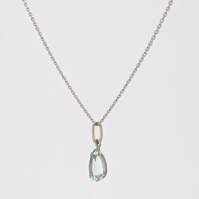 Modern 18 Karat White Gold Pendant Necklace with Aquamarine-OLU-1757422