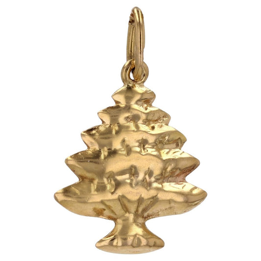 Modern 18 Karat Yellow Gold Fir Pendant