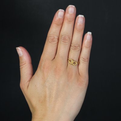 Modern 18 Karat Yellow Gold Interlaced Loop Chain Ring-OLU-1731241