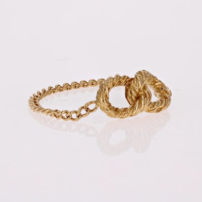 Modern 18 Karat Yellow Gold Interlaced Loop Chain Ring-OLU-1731241